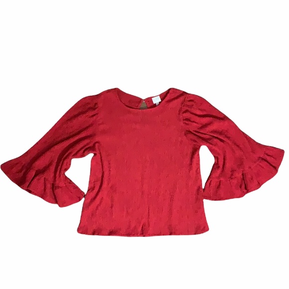 Cupio crepe fluff flare 3/4 sleeve top with keyhole back - Picture 10 of 12
